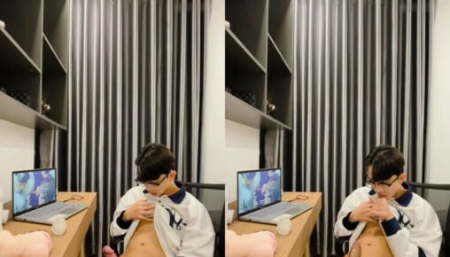 น้องดุ๊กไอ้ต้าวแว่น ดูหนังX ชักว่าวอยู่บ้าน ไม่ได้โชว์ควยใหญ่ๆในห้องน้ำสาธารณะ ลองชิมน้ำว่าวตัวเองดู อืม..อร่อยดี